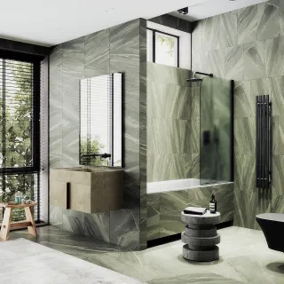 Шторка на ванну MaybahGlass MGV-621-6 80см чёрный